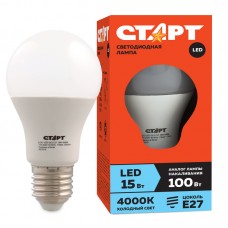 Лампа светодиодная Старт LED, серия "ЭКО" 15W40, тип А "груша" E27, 4000К, холодный свет, 15000ч